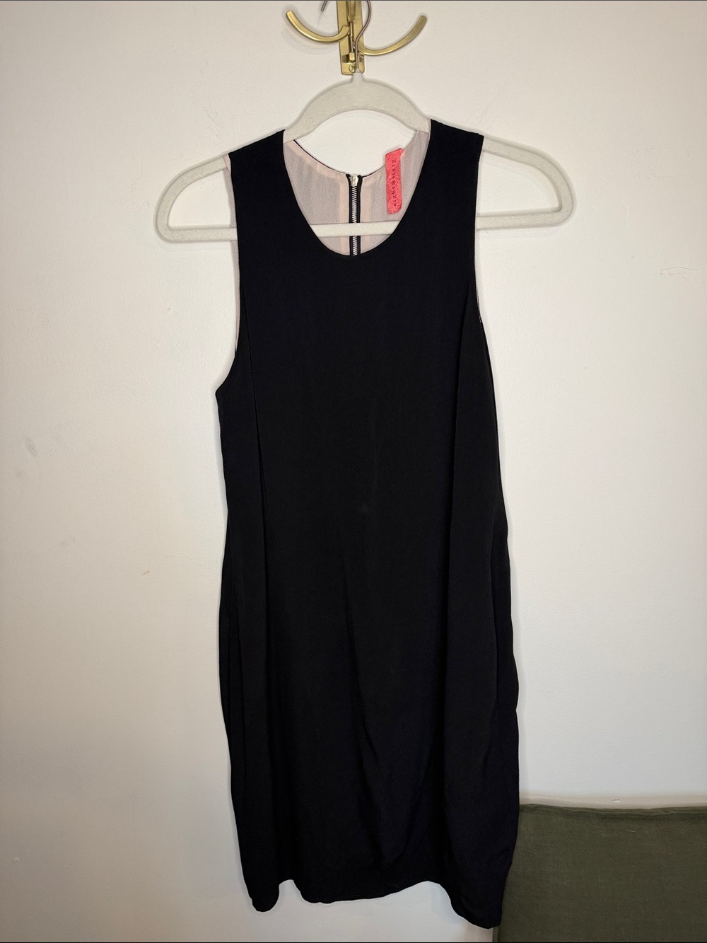 Eight Sixty Black Sleeveless Mini Shift with Pink Neckline Tag
